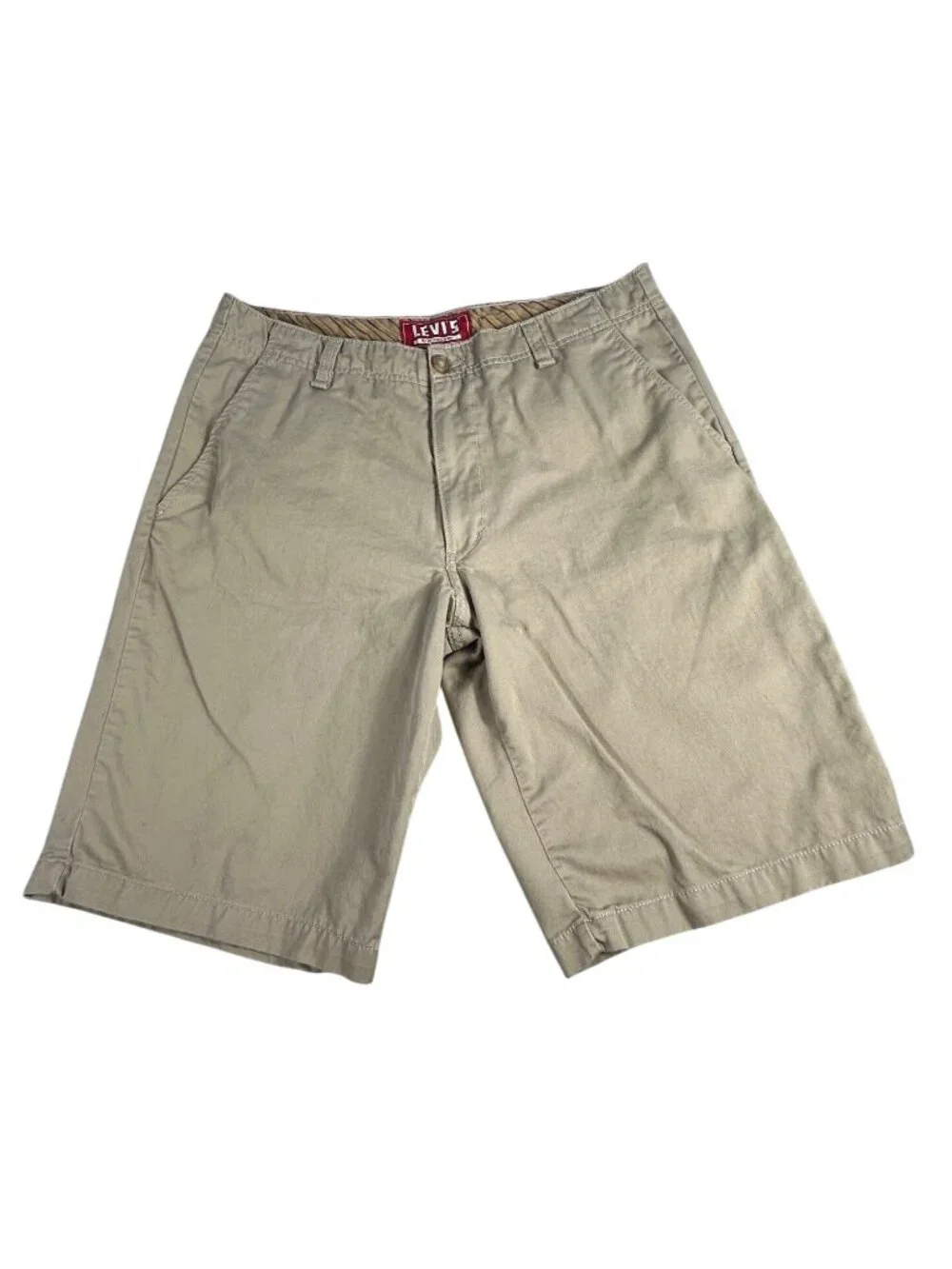 Levi's Chino Khaki Shorts Men's 36 100% Cotton Comfort Casual Button Zip Soft